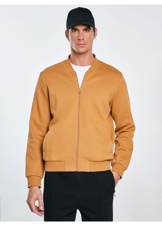 Jacheta barbateasca tip bomber, Big Star, maro, fermoar pe toata lungimea