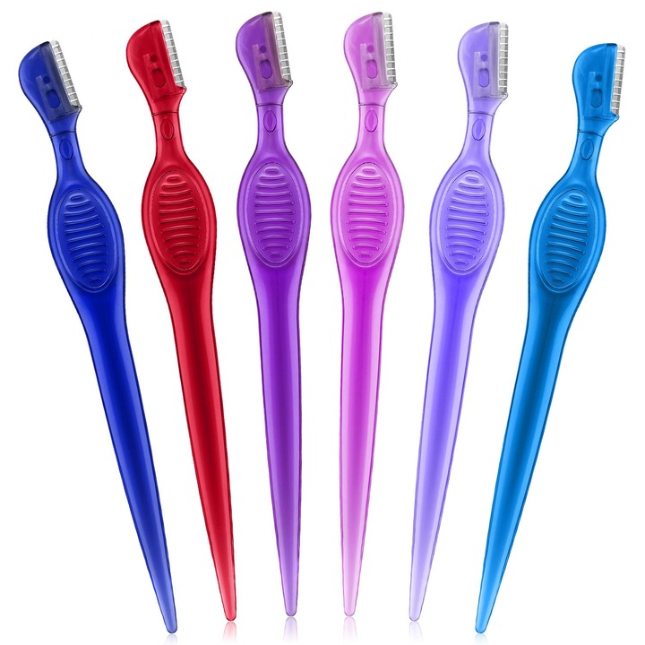 Set 24 bucati aparate de ras sprancene mini portabile, cu lame din inox, diverse culori