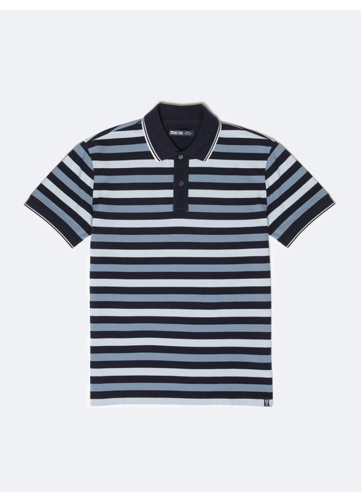 Tricou polo pentru barbati, Big Star, model cu dungi, bumbac, alb/albastru