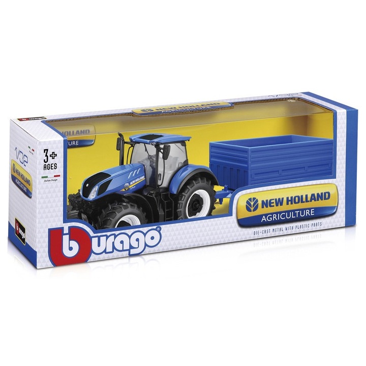 Bburago tractor cu remorca New Holland 1:32