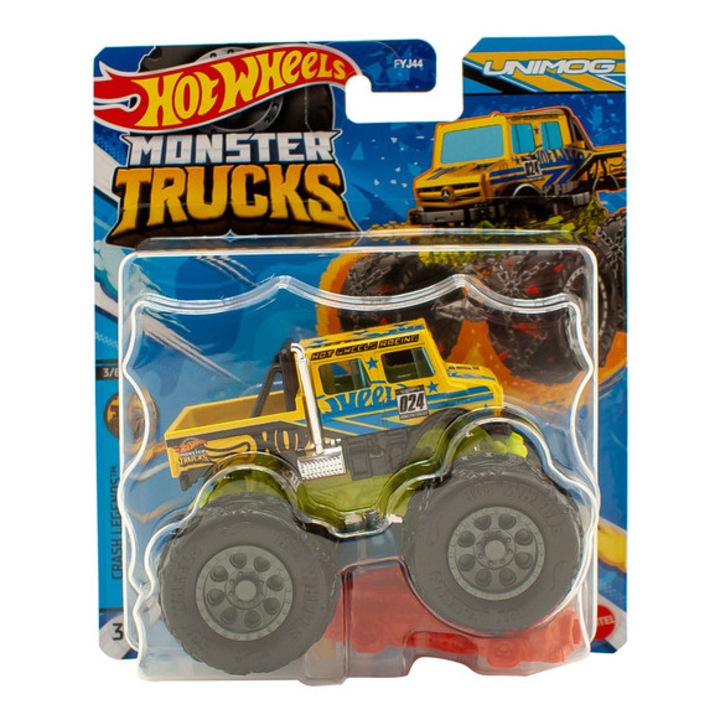 Masina Hot Wheels Monster Trucks set, scara 1:64, roti uriase, varianta multi-color