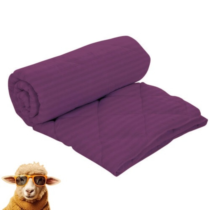 Pilota Ralex Pucioasa damasc policoton, umpluta cu lana, mov, 140x210cm