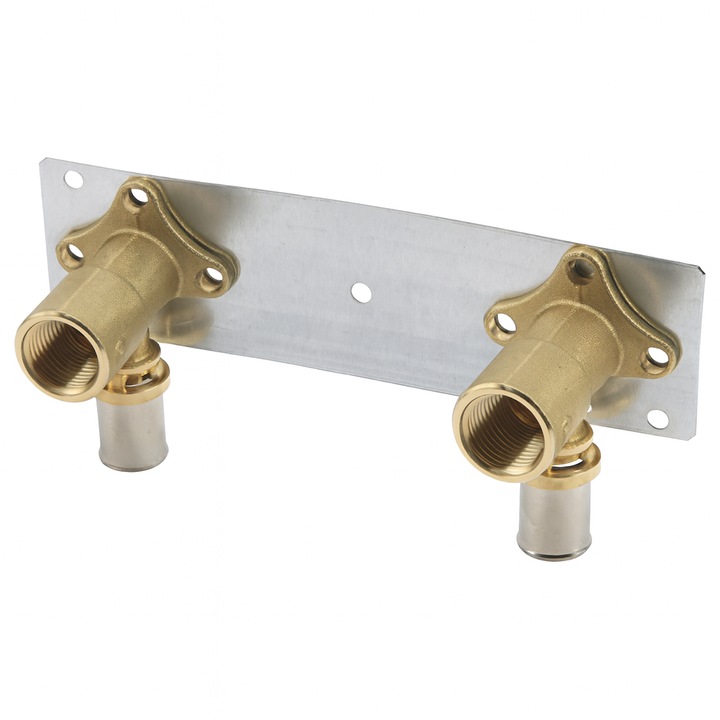 Giacomini RM139KY037 fali könyök készlet, 1/2" x (20x2), sárgaréz, fém tartóval a szereléshez