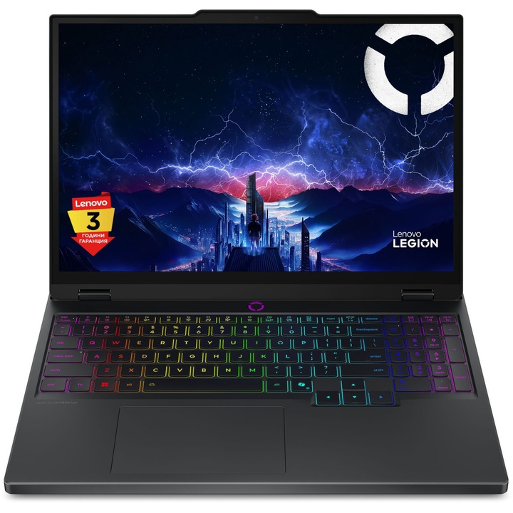 Лаптоп Lenovo Legion 5 15AKP10 с AMD Ryzen AI 7 350 (2.0/5.0GHz, 16M), 32 GB, 1TB M.2 NVMe SSD, NVIDIA RTX 5070 8GB GDDR7 DLSS 4, Windows 11 Pro ESD, Черен