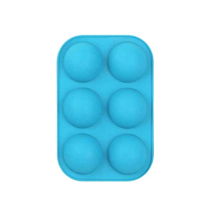 Set 2 forme prajituri din silicon, 6 cavitati, albastru, 7.7x5.2x1.1 inch