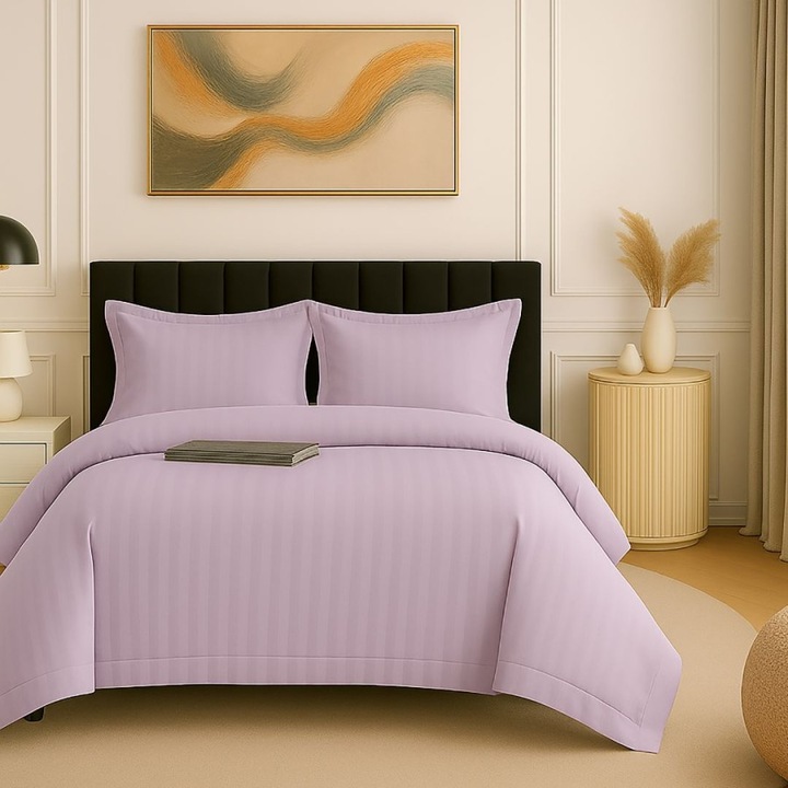 Kétszemélyes damaszk policotton ágynemű, 4 részes, 230x260 cm-es lepedő, Különleges ágyneműk, Lila