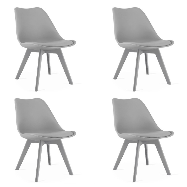 4 darabos konyhai/nappali szék szett, Artool, Mark, PP, ökobőr, szürke, 49x43x82 cm