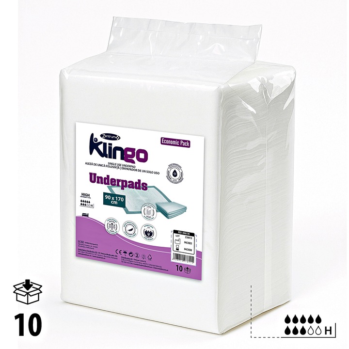 Aleze de unica folosinta Klingo 90x170 cm, pachet 10 buc