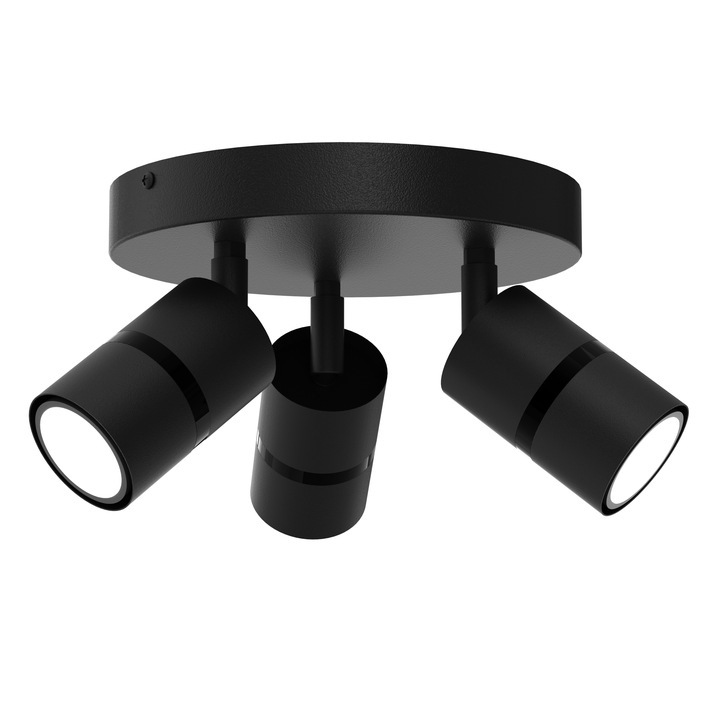Lampa de tavan reglabila 3 puncte JOCKEY | Design modern metalic negru
