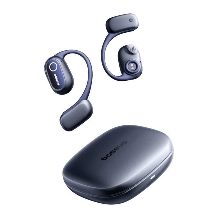 Casti True Wireless Baseus Bowie MF1 Open-Ear, 60 часа автономия, IPX4, Bluetooth 5.4, Черниво, Чернив, Черно