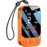 Detector portabil de monoxid de carbon HAKINAKU, afisaj temperatura si umiditate, portocaliu, set