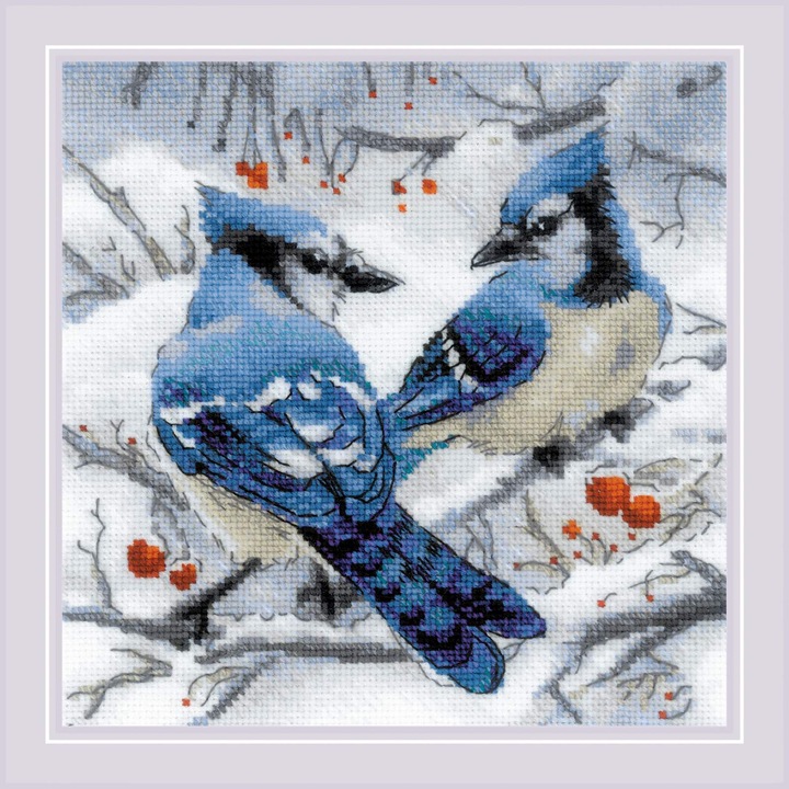 Riolis 1925 keresztszemes készlet – Kék rigók 20x20 cm