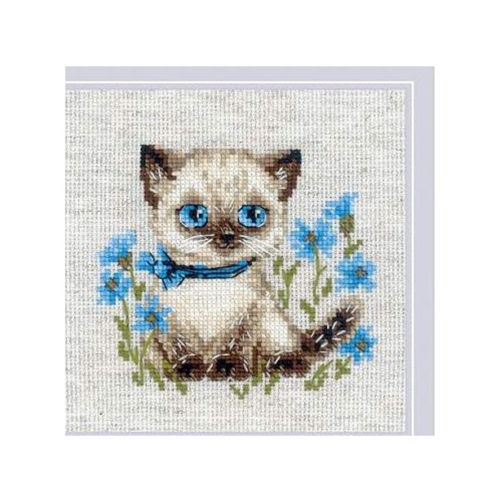 Set de brodat in cruciulita Riolis 2118 – Pisoi siamez 15x15 cm