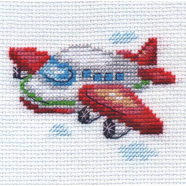 Set de brodat in cruciulita Alisa "Avion" 8x6 cm