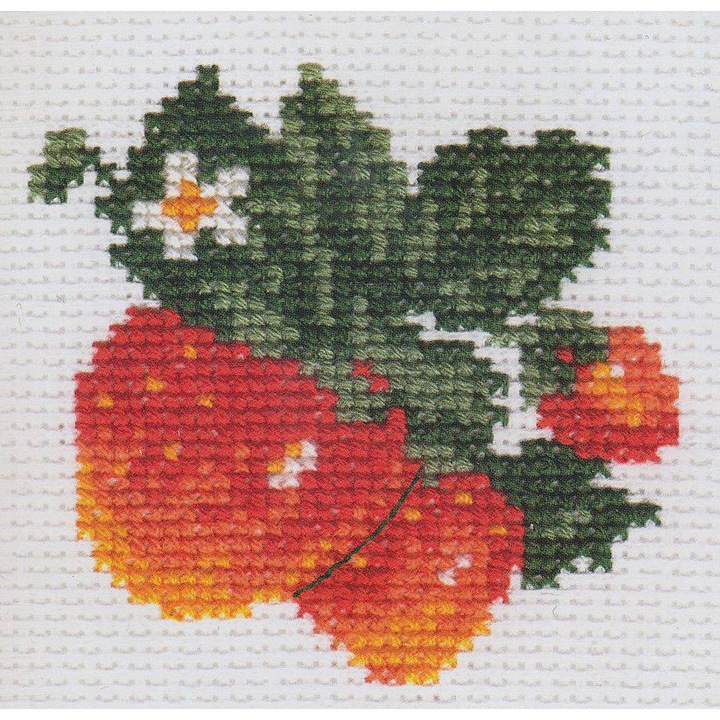Set de brodat in cruciulita Alisa "Capsuna" 7x7 cm