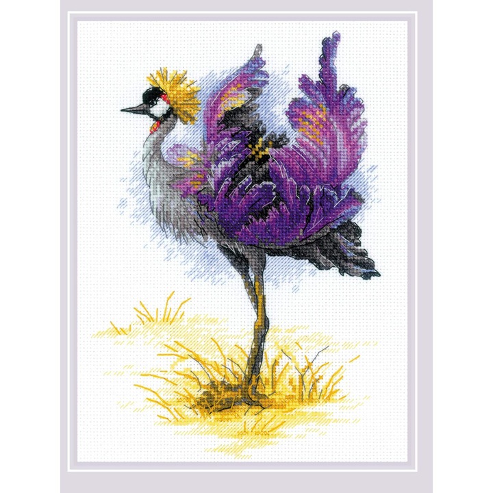 Комплект за бродиране с кръстат бод Riolis 2212 – Коронован жерав 18x24cm