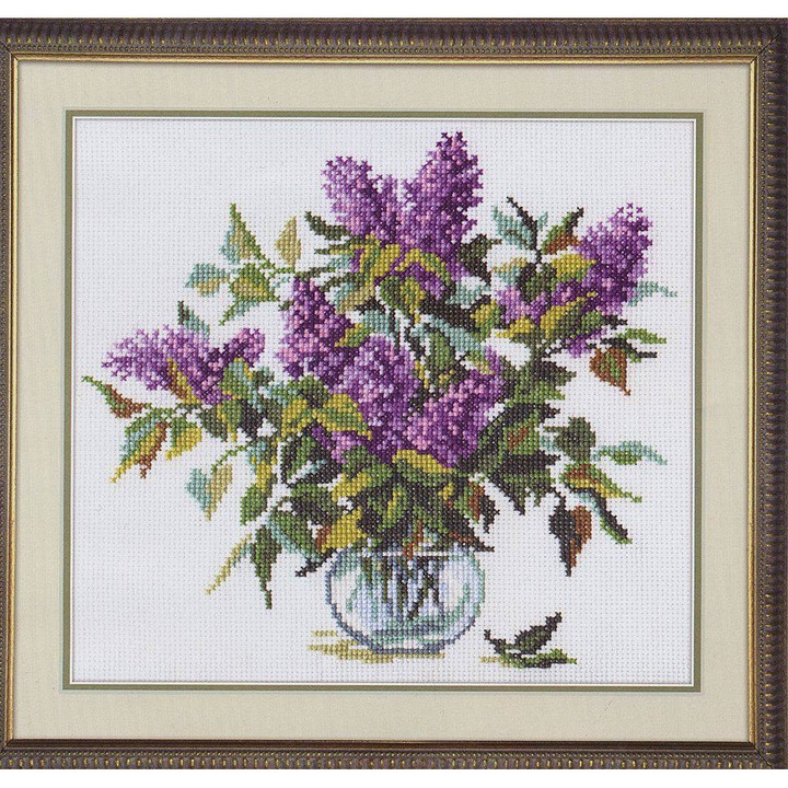 Set de brodat in cruciulita Alisa "Buchet de liliac" 21x21 cm