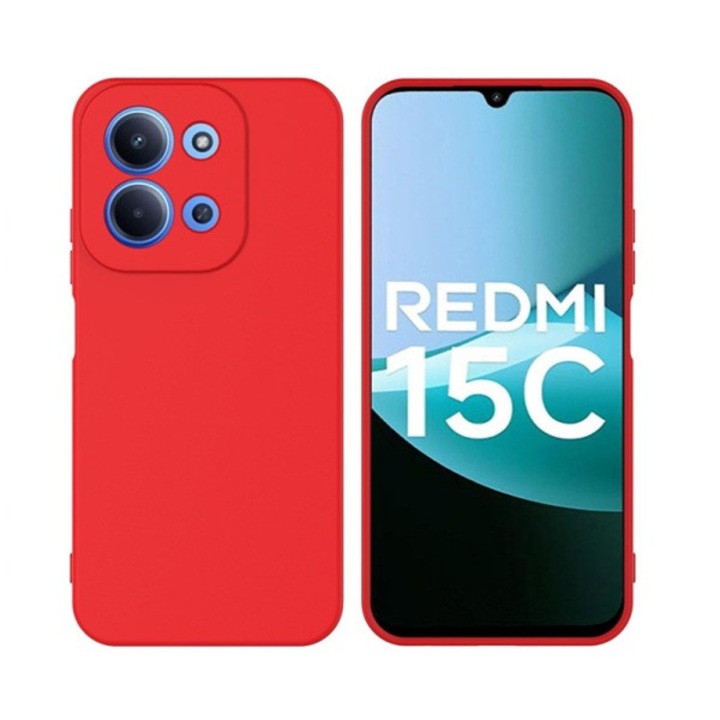 Husa TPU Кадифе съвместим с Xiaomi Redmi 15C, Червен