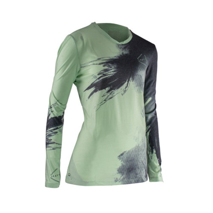Tricou ciclism dama LEATT MTB Gravity 2.0 mint/cernit, marimea L