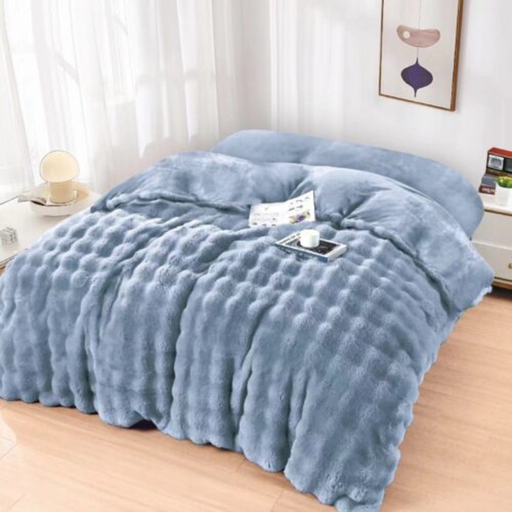 Pătura Cocolino, Ralex Pucioasa, 200x230cm, cu design puncte în relief, microfibra, multicolor