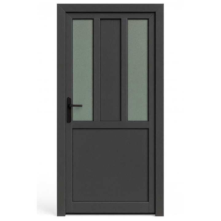 Ușa exterior termopan PVC KIRCHBERGER U 2 sticle antracit 90x190 cm