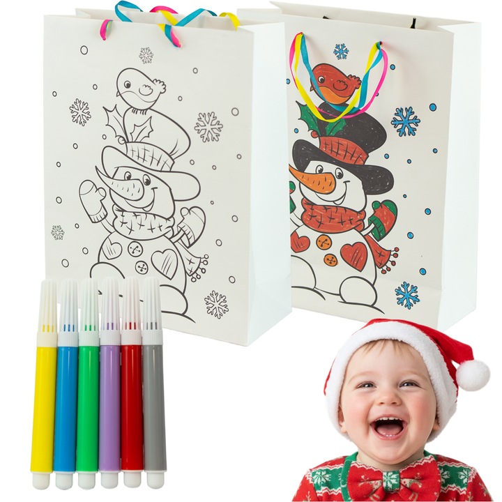 Punga Cadou De Craciun Edanti, Om De Zapada, Set cu 6 Markere, 32x26x10cm