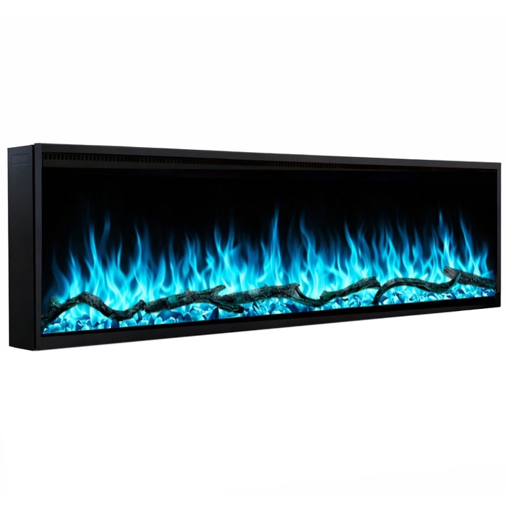 Semineu incorporabil AFLAMO Regal 182 cm, aplicatie, sunet incorporat, flacara 3D cu teme de culoare, busteni si cristale decorative, 1500 W