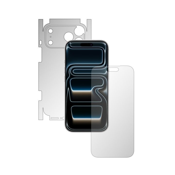 Folie Full Body iSkinz за Apple iPhone 17 Pro - Invisible Skinz HD, 360 Cut, Ултра-прозрачна силиконова защита за екран, заден капак и страни, Прозрачен адхезивен скин
