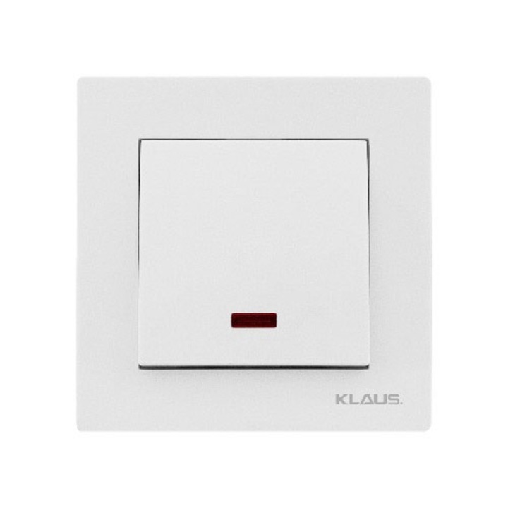 10 darab, egyszerű kapcsoló fehér LED-del, Klaus KE01102 (10/120)