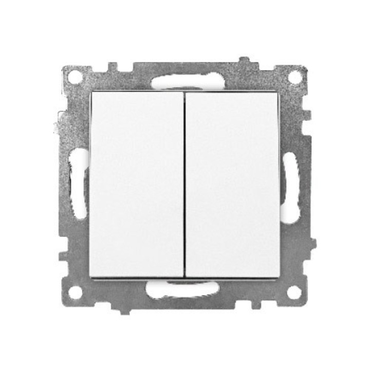 10 darab, dupla keret nélküli kapcsoló, fehér, Klaus KE01103W (10/120)