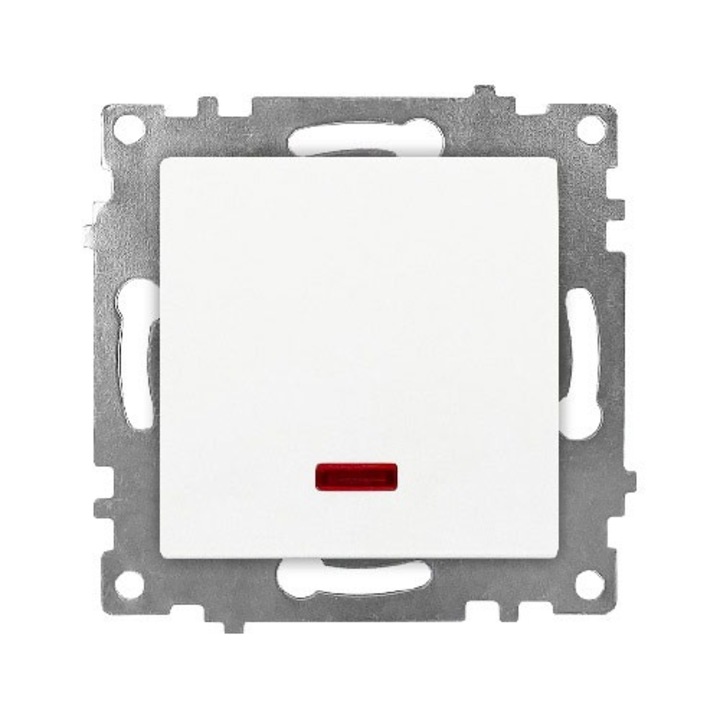 10 darab, fehér, keret nélküli egyszerű kapcsoló LED-del, Klaus KE01102W (10/120)