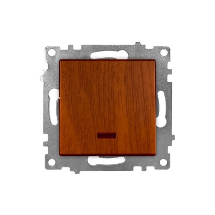 10 darab, egyszerű kapcsoló LED-del, keret nélkül, fa, Klaus KE01502W (10/120)