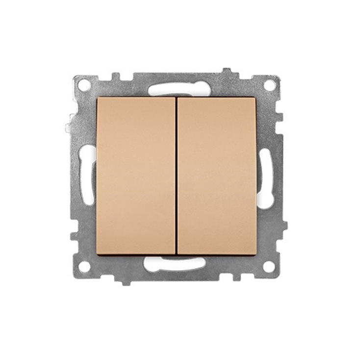 10 darab, Keret Nélküli Arany Dupla Kapcsoló, Klaus KE01403W (10/120)