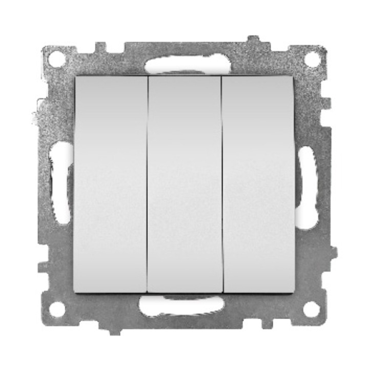 10 darab, háromszoros kapcsoló keret nélkül, alumínium, Klaus KE01318W (10/120)