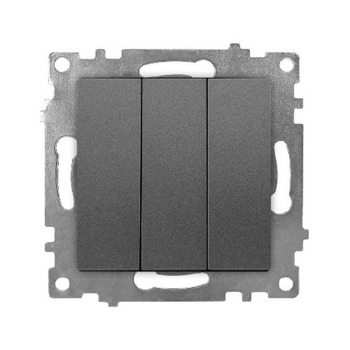 10 darab, háromszoros keret nélküli kapcsoló, antracit, Klaus KE01718W (10/120)