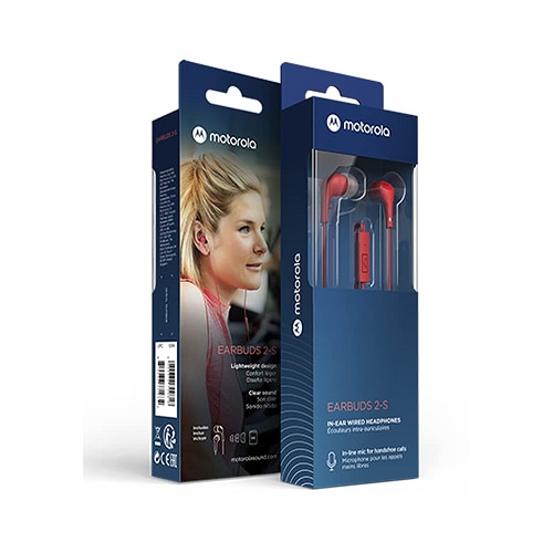 Casti In-Ear cu Fir Motorola Earbuds 2-S, Microfon in-line, Jack 3.5 mm, Rosu