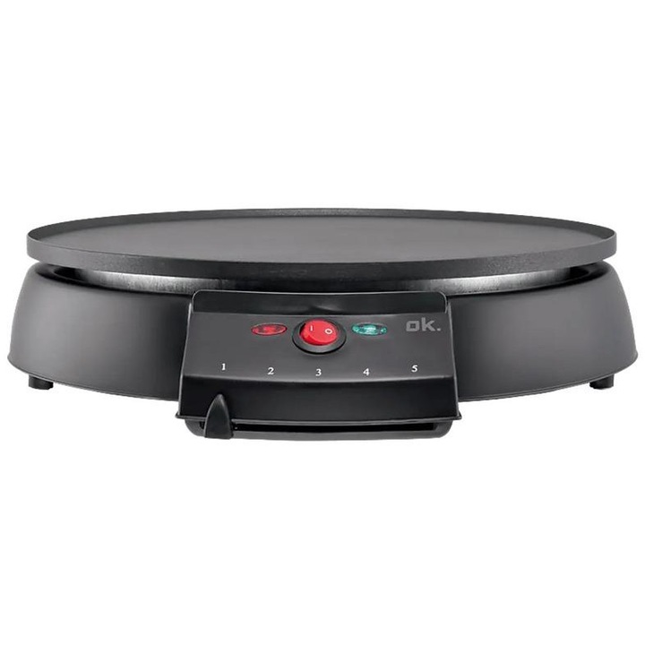 Aparat de preparat clatite OK. OCP 1024, 1000 W, 30 cm, negru