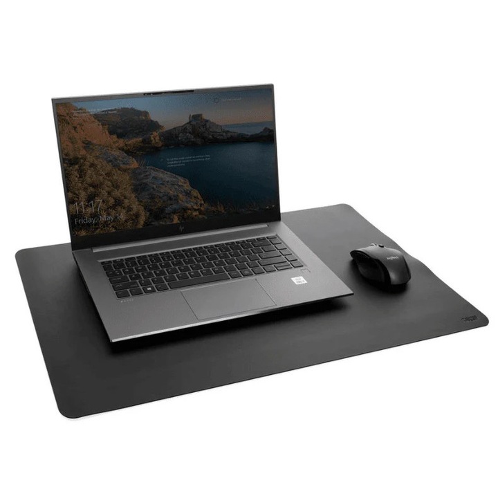 Pad birou ergonomic, XDDesign, dimensiuni 60x40x0, 2 cm, material reciclat, negru