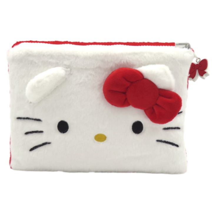 Kosmetica 2-strona Hello Kitty + Kuromi, alb-rosu si negru, 24x18x3cm