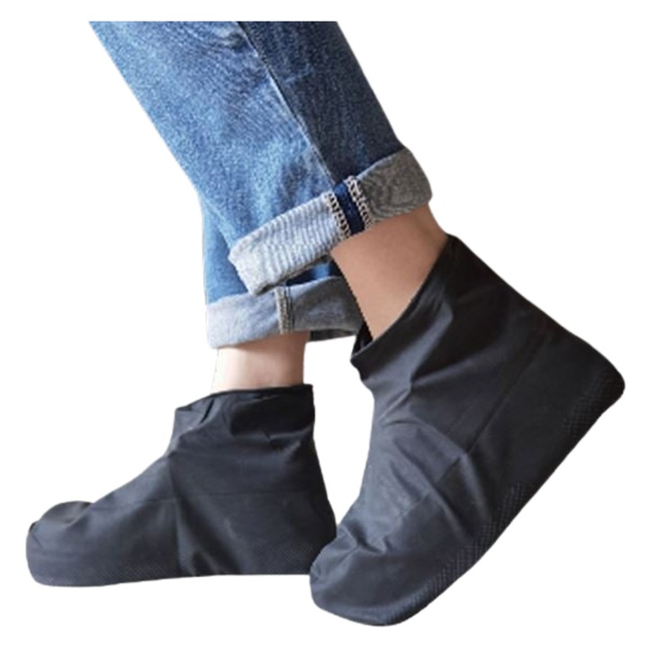 Huse impermeabile pentru încălțăminte, EBIN, reutilizabile, antiderapante, negre, mărimea 40-45