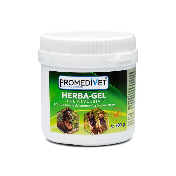 Gel revulsiv Herba, PROMEDIVET, 500g, pentru animale, calmant, cu extracte vegetale