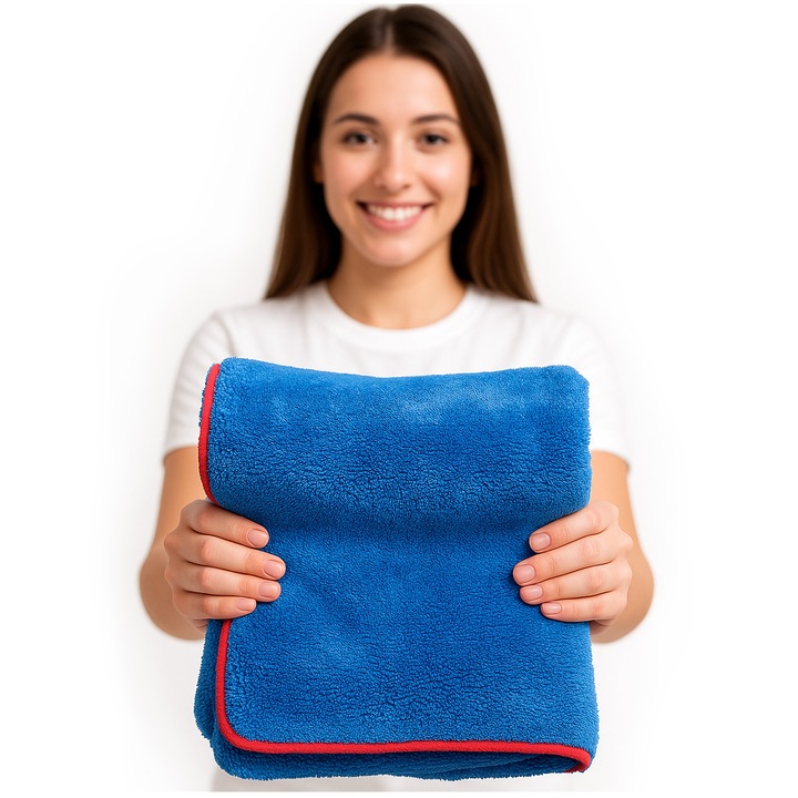 Кърпа от микрофибър за автомобили e-lakiernik, 90x60см, 460гр/м2, абсорбира бързо вода, не оставя следи