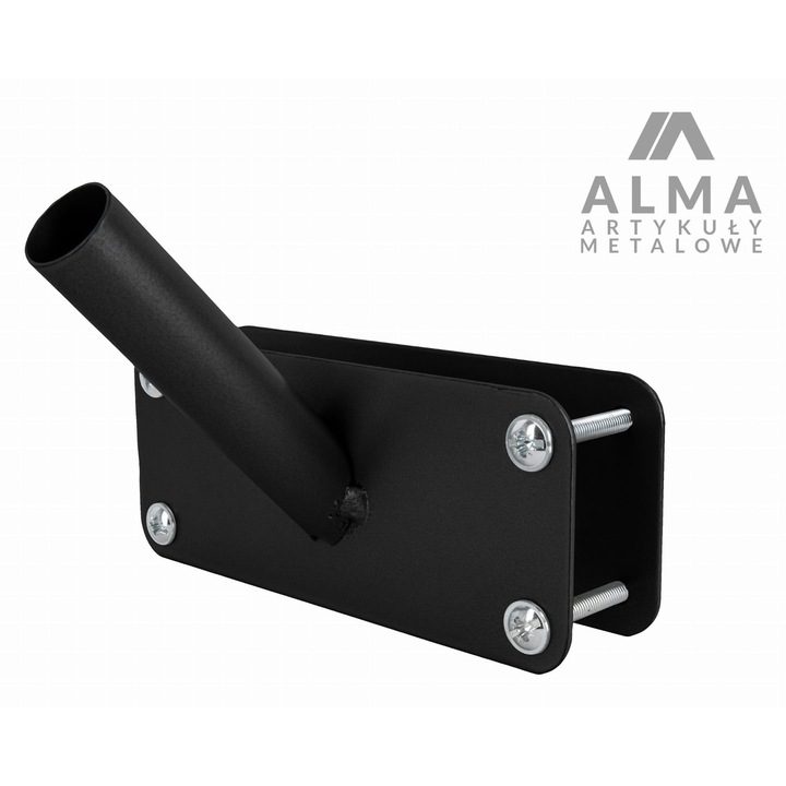 Suport steag pentru balustrada, Alma, negru, metalic, cu suruburi de montaj