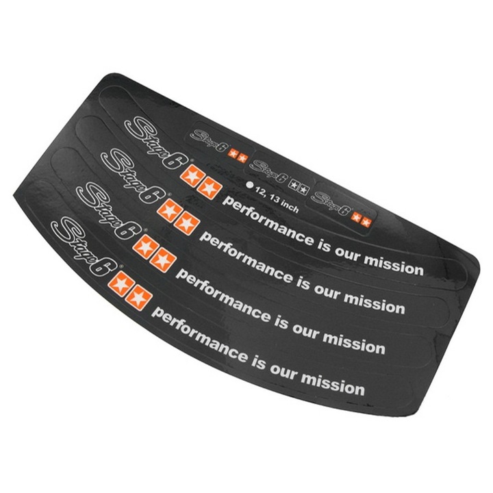 Set autocolante pentru jante Stage6 Germania, pentru jante de 12inch/13 inch, alb/negru, 4 bucati