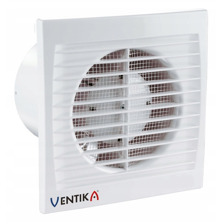 Ventilator Ventika 100 mm, 95 m3/h, panou subtire 8 mm, alb, cu intrerupator snur