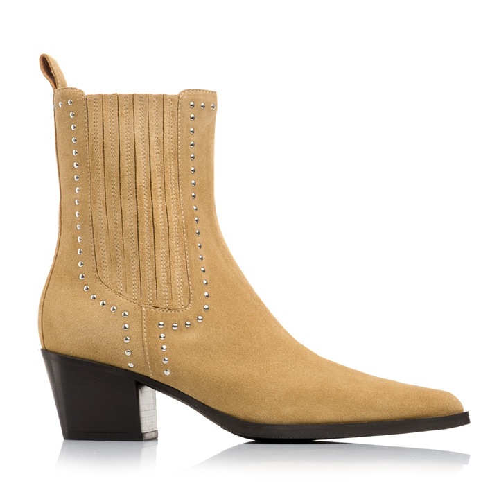 Ghete dama, Musette, ALISON A279, Piele intoarsa, Bej