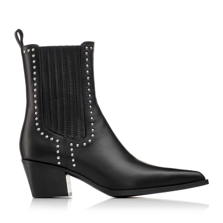 Ghete dama, Musette, ALISON A279, Piele naturala, Negru