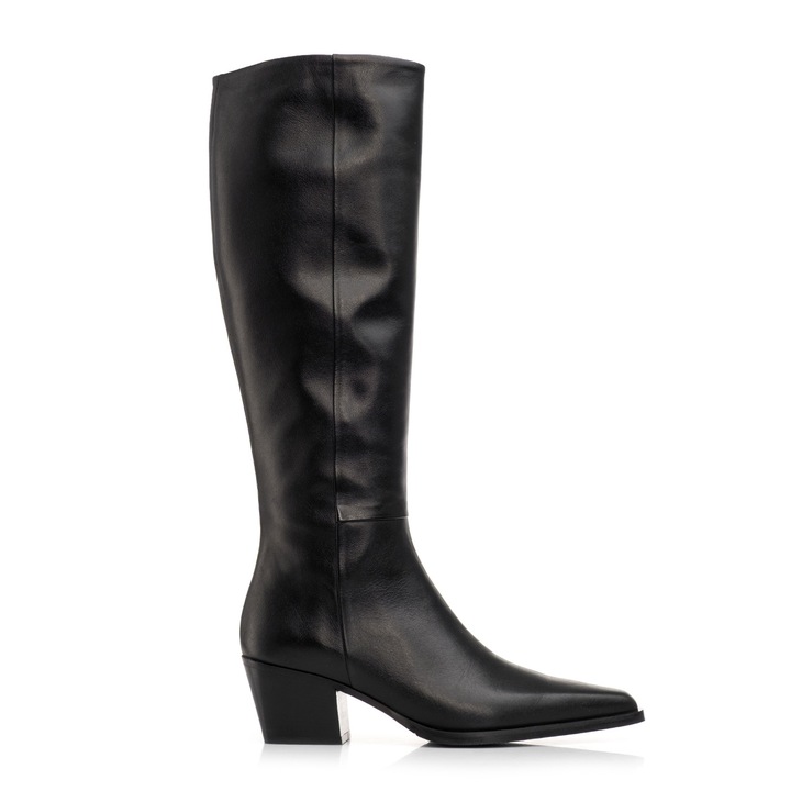 Cizme dama, Musette, ELIANA A279, Piele naturala, Negru