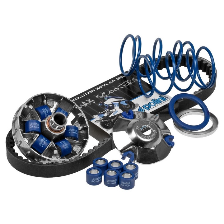 Variator Polini Hi-Speed Kit, 19x15,5mm, 5,0g si 6,3g, pentru scutere 50cc, set complet