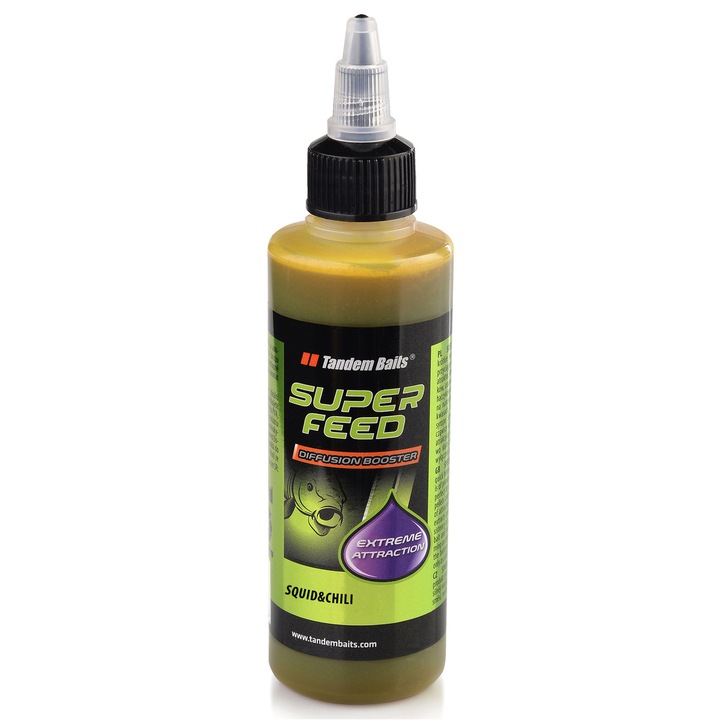 Atractant Tandem Baits SuperFeed Diffusion Carp Booster 100ml, aroma calamar si chili, multifunctional